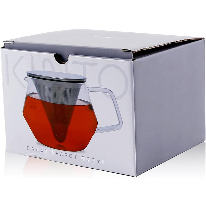Kinto Unitea One Touch Teapot made of Stainless Steel, heat-resistant Glass Teapot with Stainless Steel Infuser in Lid (Japan Import) (600ml, Silver)