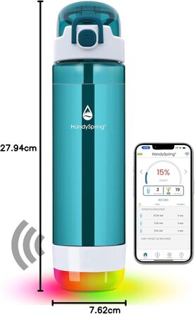 Розумна пляшка для води з нагадуванням, LED-підсвітка та звуковий сигнал Hydrate Glow 750 мл, мотиваційна пляшка для пиття (зелена)