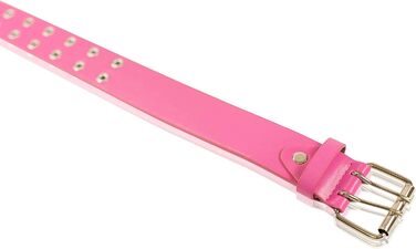 Жінський та чоловічий ремінь з подвійною пряжкою, шкіряний, різні кольори та розміри, ширина 3,5 см - рожевий