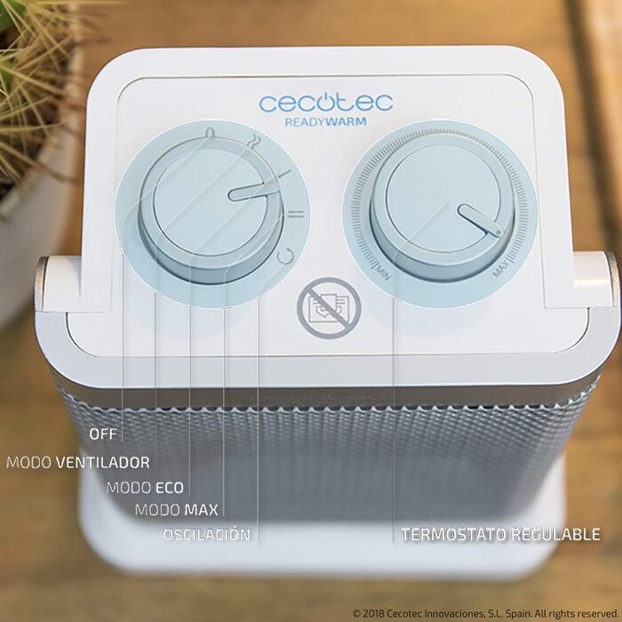 Керамічний обігрівач Cecotec Ready Warm 6100: поворотний, 1500 Вт, 3 режими, термостат, захист від перекидання, для кімнат до 20 м², білий