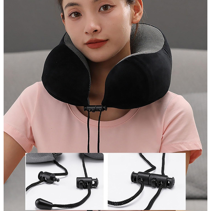 Подушка для шиї MASMAS з Memory Foam: ортопедична підтримка для подорожей (чорна)