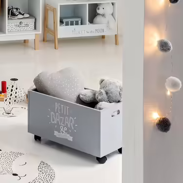 Atmosphera - Toy chest gray with wheels - Gray