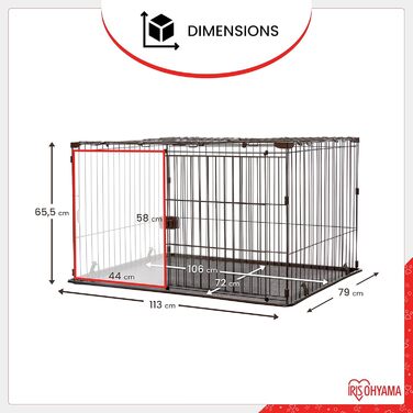 Клітка-вольєр для собак, котів та кроликів Iris Ohyama, 1.7 м², 8 панелей, WPC-24, чорний, з колесами