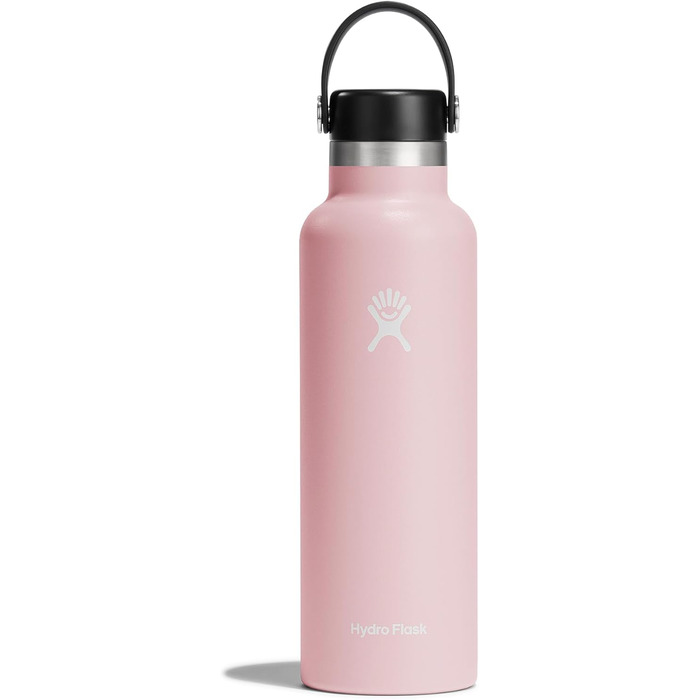HYDRO FLASK - 621ml (21oz) Water Bottle with Lid - Vacuum Insulated, Reusable Stainless Steel Bottle - Leakproof Lid - Hot & Cold - Small Opening - (Flex Lid, Trillium, 30 ml)