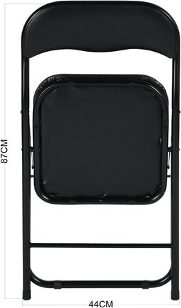 LuxNook 2 Pack PVC Folding Chair, Folding Stool with Cushion, Strong Metal Frame, Camping Chair, Foldable Chair, Office Chair, Space-Saving Desk Chair for Guest, Holds up to 150kg, 2pcs Black