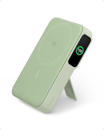 Powerbank Anker MagGo: 10000mAh, Qi2, 15W, MagSafe, USB-C, з дисплеєм та підставкою (Зелений)