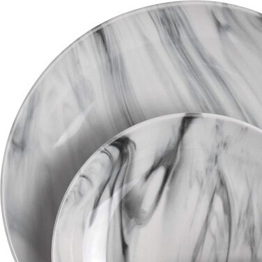 Набір посуду Elama, 16 предметів, чорно-білий мармур, глянцевий