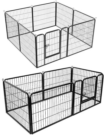 Клітка для цуценят 8-секційна, вигульне подвір'я для цуценят з захисним тентом, гнучка та складана клітка для собак, загородження для цуценят, кроликів та дрібних тварин - 80*60 см (8 шт.)