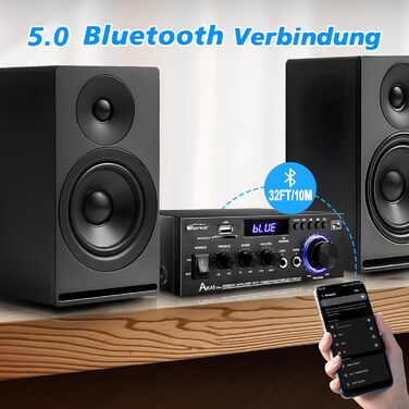 AK45 Pro HiFi підсилювач WOOPKER Mini, 500Вт, 2-канальний, Bluetooth, HiFi стерео з FM-радіо, USB, SD, RCA, MIC, аудіо ресивер для дому та авто