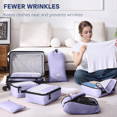 Органайзер для валізи MURISE, 8 шт. - Packing Cubes для подорожей, набір для організації речей у валізі (фіолетовий)
