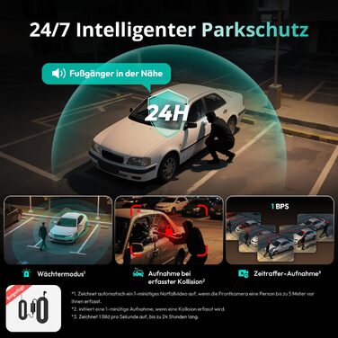 Автомобільний відеореєстратор BOTSLAB G980H 4-канальний 360° з GPS, 5.8GHz WiFi, IPS-екраном 3.18