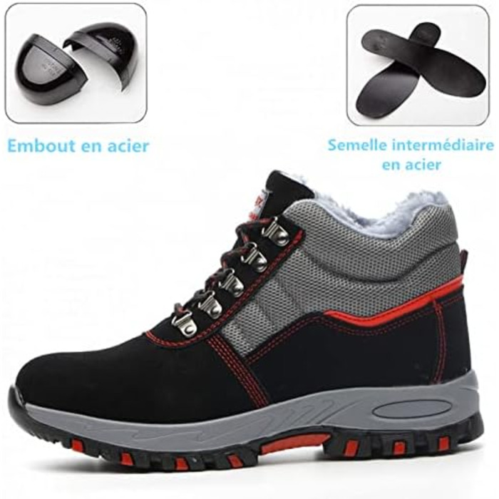 Зимові робочі черевики для чоловіків та жінок, захисні черевики S3, легкі, теплі, з металевим підноском, чорні, розмір 35-48
