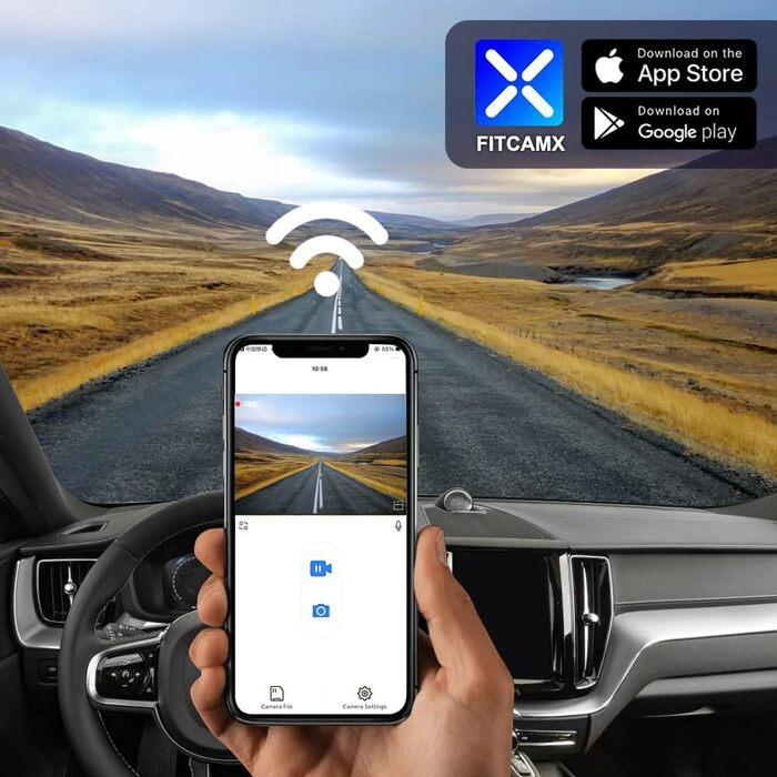 Відеореєстратор FITCAMX для Volvo XC60/S90/V90 (2022-2026) 4K Dual 2160P + 1080P, WiFi, G-сенсор, OEM, 128GB карта