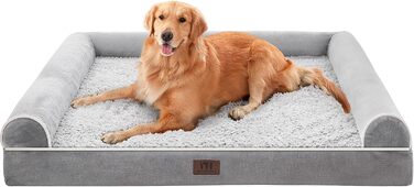 WESTERN HOME Dog Bed Dog Basket Large Dogs Orthopedic Dog Bed Dog Sofa Waterproof 106x76x10cm Dog Beds with Washable Cover Dog Basket Large Dogs, Grey