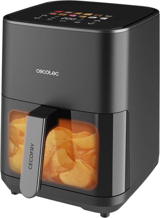 Cecotec Oil-Free Hot Air Fryer - 4L - Grill Plate - Grill - Double Heating Elements - Cecofry & Grill Duoheat 4000. 1900W, Movable Divider, Temperature Control 40-200°C, 10 Menus
