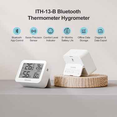 Inkbird Bluetooth Thermometer Hygrometer, 2 Pack ITH-13-B Digital Thermometer Hygrometer Combination Set, High-Precision Thermometer with Humidity Meter, App Control