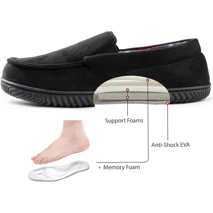 Чоловічі домашні тапочки RockDove Alexander з дихаючим фетровим підкладкою та неслизькою підошвою з матеріалу EVA, 44 EU, чорні