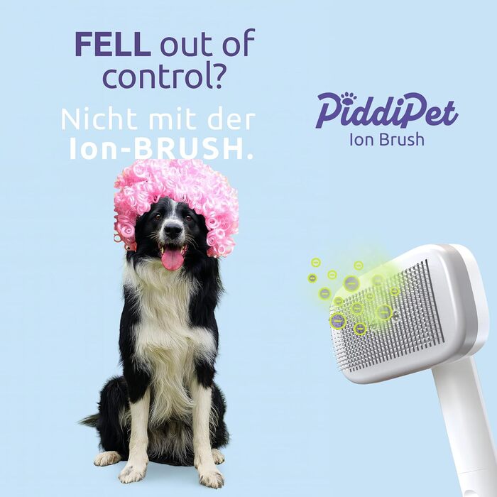 PiddiPet Іонна щітка для грумінгу тварин - електрична щітка для собак та котів, проти ковтунів та підшерстка, зменшує статичну електрику та випадання шерсті, м'яка, самоочисна, для чутливої шкіри