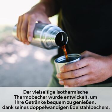 Qwetch Stainless Steel Thermos Flask - 750ml Insulated Bottle & Travel Mug - 24h Cold & 12h Hot - Leakproof, BPA-Free, for Coffee & Tea