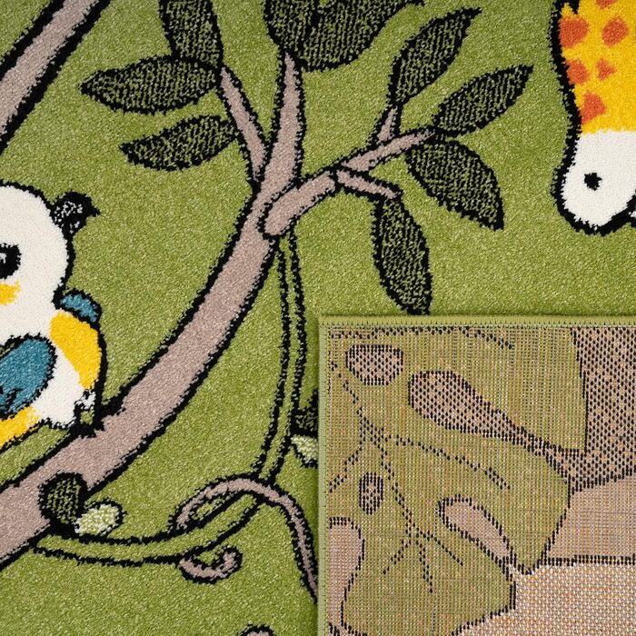 Paco Home Children's Rug Play Rug Jungle Animals Palm Trees MONKEY Elephant Giraffe Lion Green, Size: 80x150 cm