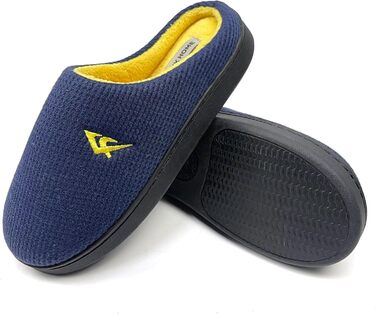 Тапочки халатні зимові JOMIX для чоловіків та жінок. Теплі, з піною пам'яті, зручні та неслизькі. Розмір 40 EU, колір: морський/жовтий