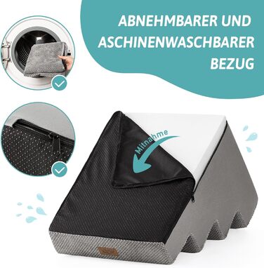 Сходинка для собак COZY KISS, 5 сходинок, 60 см, сіра. Підходить для маленьких собак та котів, знімний чохол, 60x45x45 см