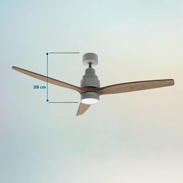 Вентилятор стельовий Cecotec Aero 5300 White & Wood 132 см з LED підсвіткою та пультом