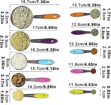 10-Piece Measuring Cup and Spoon Set, Measuring Cups for Baking with 5 Measuring Cups and 5 Measuring Spoons, Measuring Cup Set for Kitchen or Baking