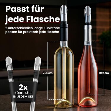 Охолоджувач для пляшок та шампанського Brendo Weinkühler з нержавіючої сталі (набір 2 шт.) | Охолоджувач для вина, шампанського, білого вина | Подарунковий набір для чоловіків та жінок
