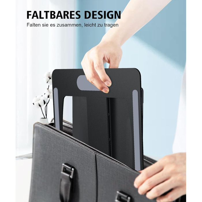 Підставка для ноутбука Glangeh, регульована по висоті, ергономічна, портативна, для столу, складна, з алюмінію, сумісна з MacBook Air Pro (10–16 дюймів), чорна