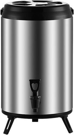 F Fityle Hot/Cold Beverage Dispenser, Tea Barrel with Tap, Water-Insulated Drink Dispenser, Drink Container for Camping/Kindergarten, 6L Silver