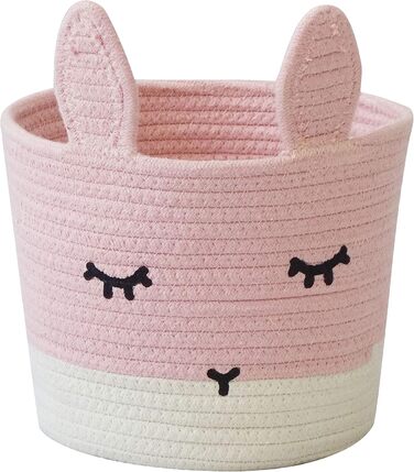 Милий маленький кошик з бавовняного шнура T&T Homewares для зберігання, прання, дитячої кімнати, іграшок, кота, собаки, рослин, рожевий заєць