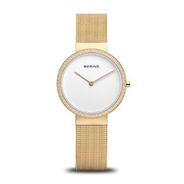 Жіночий кварцовий годинник Bering Minimalist 14531: сталевий корпус 31 мм, міланський ремінець, сапфірове скло, водозахист 5 ATM
