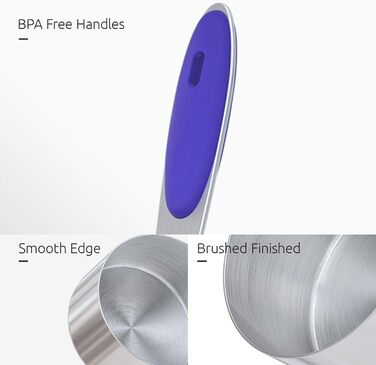 Measuring Cups: U-Shape 18/8 Stainless Steel Measuring Cups and Spoon Set with 10 Pieces, Thicker Handle, American (Blue)