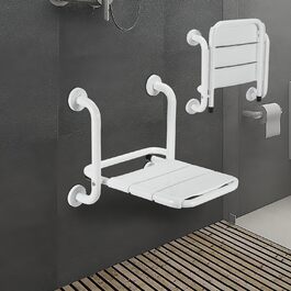 Ansobea Shower Stool for Seniors, Bath Stool, 7-Level Height Adjustable, 41-56 cm, Shower Chair with U-Shaped Hygiene Cutout, Bathroom Stool, Stable for the Shower (Type 6 Foldable Shower Seat)
