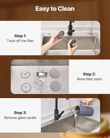 VEVOR Френч-прес для кави, 1 л, нержавіюча сталь, кавова преса, чайник з фільтром, ізольований, для кемпінгу, подорожей, кухні, ресторану, чорний