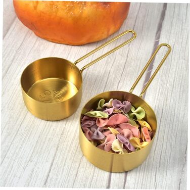DECHOUS 2-Piece Measuring Spoon and Measuring Cup Set in Stainless Steel for Moving In, Christmas Gift, Mixing, Measuring, Measuring Cup Holder, Kitchen Accessories, Professional Measuring Cup, Stainless Steel, Golden