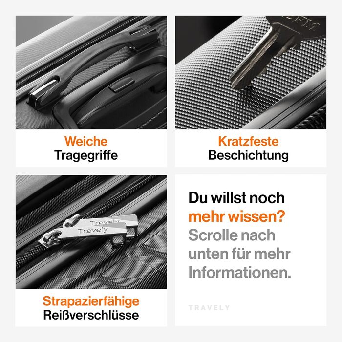Чемодан ручної поклажі Travely Premium 55x40x20cm - 36L, з TSA замком та м'якими колесами, сумісний з Ryanair, Lufthansa, Eurowings