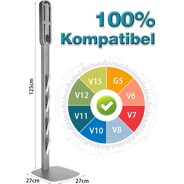 Підставка для пилососа Dyson Gen5, V15, V12, V11, V10, V8, V7, V6 з вуглецевої сталі, сірого кольору