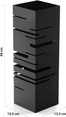 Versa Stripes Modern Umbrella Stand - Metal, Black - Entryway, Hallway, Room Organizer