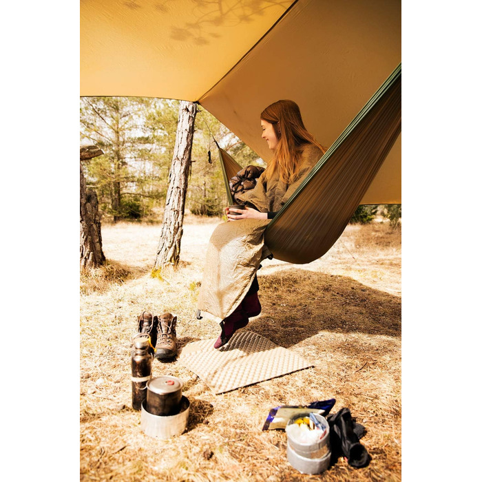 Гамак Amazonas Ultra-Light Adventure Coyote Kingsize 275x140 см, зелений/коричневий - надлегкий (180г), до 150 кг