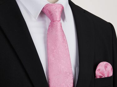 HISDERN Комплект краватки та нагрудного хустинки з квітковим візерунком Paisley, зелений (рожевий)