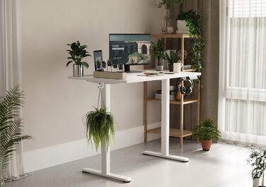 Електричний регульований стіл Claiks 120x60 см, білий, письмовий стіл зі змінною висотою, стіл для роботи стоячи та сидячи