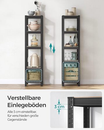 SONGMICS 5-Tier Adjustable Storage Shelf Unit - Vintage Brown & Black