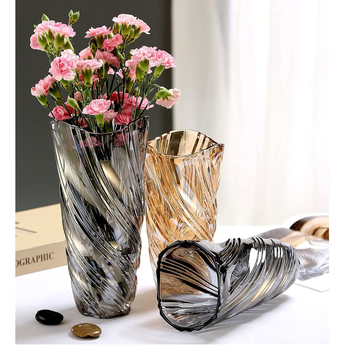 Скляна ваза для квітів, сучасний мінімалістичний дизайн, ручної роботи, для дому, декорування, гідропоніки, подарунок на весілля або новосілля, сірий колір