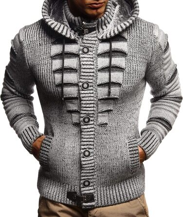 Кардиган чоловічий Leif Nelson з капюшоном та блискавкою - в'язана спортивна куртка для чоловіків, сірий/чорний, для зими та літа