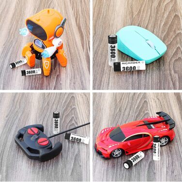 Зарядний пристрій для акумуляторів AA/AAA AICARGER з LCD дисплеєм, 4 слоти, 5V/2A, USB-C, 4 x AA 3600mAh в комплекті