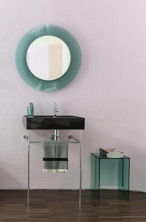 Kartell Boxy Toothbrush Holder, Plastic, Transparent, 7 x 7 x 12 cm (Toothbrush Holder, Aquamarine Green)