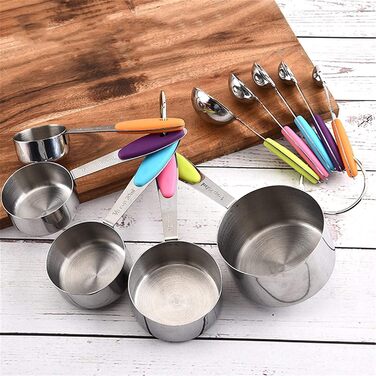FBHappiness Measuring Spoon Set, Stainless Steel Measuring Spoon, Measuring Cup, 10-Piece Set with Scale, Measuring Spoon for Coffee Aroma, Baking Tool (Color: Multicolor, Size: 10 Pieces) (Multicolor, 10 Pieces)