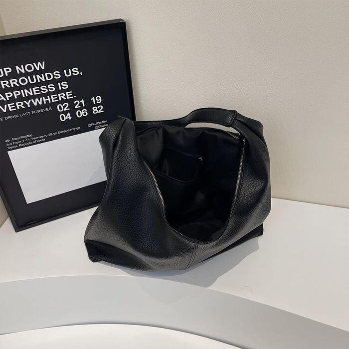 Сумка жіноча GSenhui Hobo з м'якої екошкіри чорного кольору – вінтажна сумка-тоут на плече